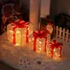 Caja de Regalo Navideña Y Juego de Tres Piezas Luces Decorativas Decoración Interior Navideña Arreglo Luces de Colores Caja de Regalo Brillante
