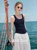 Camisola acanalada de color liso para mujer Tongyuan para verano, adecuada como prenda exterior, top base sin mangas con un toque de alta gama
