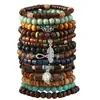 TEMU Xiyin Novo Conjunto Transfronteiriço com 15 Peças Contas de Madeira Fio com Contas Pulseira Masculina Pulseira Pulseira