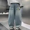 Roupas Infantis Calças de Primavera para Meninos Calças Compridas Estilo Novo 2026 para Crianças Maiores Jeans de Perna Reta para Primavera e Outono para Meninos