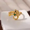 Anel Aberto Simples Estilo Ins Transfronteiriço em Formato de Concha Estilo Frio Versátil Elegante Anel de Zircônia Design Estilo K