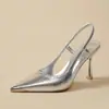 Sandálias de Salto Agulha Estilo Verão 2026 Bico Fino Color Block com Calcanhar Aberto, Versáteis e Elegantes Estilo Fada Artístico Delicado Sapatos de Salto Alto para Mulheres