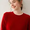 Nova coleção outono e inverno: suéter feminino de cashmere, com caimento solto, versátil e estiloso, com gola redonda, projetado para ser jovem e confortável contra a pele, e apresentando uma textura tricotada