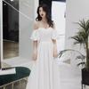 Vestido Blanco de Banquete para Mujer 2026 Nuevo Estilo Elegante Socialité Vestido Largo Se Puede Usar Casualmente Cumpleaños Hombros Descubiertos Vestido de Noche