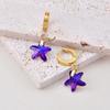 Moda Verano Vidriera Estrella de Mar Mariposa Aretes Colgante Amor Palma Corto Hebilla para la Oreja Joyería para Mujer de Acero al Titanio con Conservación del Color