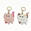 Lindo Gatito Porta Tarjeta de Acceso de Cuero PU Llavero Creativo de Cuero Colgante Protector de Tarjeta de Comedor Estudiantil Tarjeta de Autobús