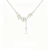 Collar de Flor de Jazmín Cuadrada para Mujer, Plata Pura S999, Nuevo Diseño Popular de Nicho, Cadena Clavicular Floral de Lujo Ligero de Alta Gama