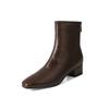 Botas Estrechas con Tacón Grueso y Cierre Trasero 2026 Nuevo Estilo Otoño e Invierno Discretas y Elegantes Botas de Moda de Piel Genuina Botas de Piel de Vaca Europeas y Americanas
