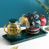Juego de Tazas de Cerámica de Alta Gama para Uso Doméstico, Tazas de Té, Tazas de Café, Jarra Transparente de Vidrio para Jugos y Agua Fría para la Sala de Estar, Tetera Transparente