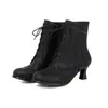 Botas de cuero de punta redonda de corte bajo para otoño e invierno, con suelas de goma, antideslizantes, ligeras, color liso, versátiles, nuevas botas de tacón de aguja con cordones