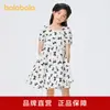 Vestido de Verano Balabala para Niñas, Vestido Dulce con Estampado de Moños y Mangas Abullonadas para Niños Grandes, Estilo Dulce y Fresco