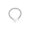 Coreia do Sul Dongdaemun Heavy Industry prata lisa grande círculo s925 pulseira de prata esterlina otbuckle pulseira de corrente grossa moda temperamento personalidade