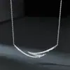 Collar de Plata de Ley S925 Transfronterizo Japonés y Coreano de Tres Capas con Sonrisa Lujo Accesible Diseño de Nicho Cadena para la Clavícula con Moissanita Elegante