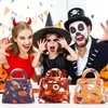 Bolsa de Dulces de Tela No Tejida Estéreo de Halloween Accesorios de Decoración para Fiestas de Halloween Infantiles Bolso con Estampado de Araña y Calabaza