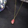 Joias Zhuhang Popular Transfronteiriça Pingente de Cristal Natural Aventurina Ametista Marquise Colar Fábrica de Joias Venda Direta