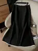 En stock Amazon Europa y América Falda Midi Elegante de Color Sólido con Abertura de Moda Cómoda Bloque de Color Cintura Alta Adelgazante