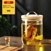Frasco de Vidrio para Vino con Tapa de Bambú Botella de Vino de Alto Borosilicato Barril de Vino Vino Medicinal de Ginseng Frasco de Vino con Grifo