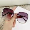 Estilo de celebridad de internet sin montura Diamante nuevo Gafas de sol para mujer Estilo coreano de moda Marco grande Gafas de sol Marinas