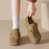 Zapatos Birkenstock originales de piel auténtica para mujer que aumentan la altura 4.5 cm, dos versiones: mules de ante con punta redonda, tira de hebilla y suela gruesa