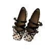 Sapatos Mary Jane femininos da moda com design de poá estilo francês, novos sapatos rasos de mola e outono 2026, versáteis, de salto baixo