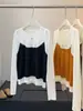 Top de punto con mangas largas y estilo coreano de color block, falso dos piezas, camisola empalmada para mujer, nueva colección de otoño, corte holgado, adelgazante, top básico casual