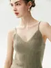 Camisola de cachemira suave y cómoda de punto gofrado, para mujer, cuello en V, corte ajustado, sin costuras, versátil, con tirantes finos, perfecta como capa base, nuevo estilo 26