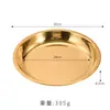 Prato Plano Redondo de Aço Inoxidável Estilo Coreano, Prato Rasos Comercial, Prato de Jantar Extra Espesso, Bandeja, Prato, Prato para Bolo no Vapor, Prato Dourado