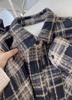 Venta al por mayor de fábrica transfronteriza versión coreana de camisa de cuadros azules para mujer primavera y verano camisa cárdigan protector solar si una generación de pelo