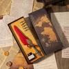Caja de Regalo Mapa con Pan de Oro Vintage Estilo Europeo Pluma Fuente Pluma de Ave Pluma Fuente Academia de Magia La Mejor Opción para Regalar