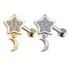 Pendientes de acero inoxidable de 20 g con forma de varilla fina de Gaibei, transfronterizos europeos y americanos, con circonitas, estilo coreano, con bola giratoria y tornillo.