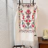 Bufanda cálida de cachemira de doble cara retro bordada con flores que combinan con todo para otoño e invierno, chal grueso de estilo étnico para mujer