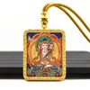 Colgante Thangka Dorado Semi-Pintado a Mano, Ocho Budas Guardianes, Colgante Thangka del Buda del Nacimiento, Collar Thangka Portátil al por Mayor