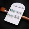 Europa y Estados Unidos transfronterizos nueva tendencia 5 pares de joyas deslumbrantes pendientes bohemios con gemas turquesas