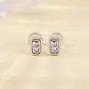 Pendientes de Plata de Ley S925 Chapados en Oro Amatista Citrino Rectangular Facetado para el Día a Día Lujo Ligero Gama Alta de Joyería Yuebao