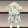 Ropa Infantil Niños Ropa de Verano Conjunto de Camisa Estilo Coreano Niño Guapo Delgado Manga Corta Conjunto de Dos Piezas Ropa de Bebé de Moda