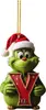 Navidad Transfronteriza Nuevo Acrílico Letra de Navidad Grinch Decoración de Árbol de Navidad Regalo Festivo Cabello Verde Colgante para el Hogar