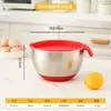 Bacia para salada de aço inoxidável 304, tigela para ovos antiaderente de silicone para assar e cozinhar, prato para macarrão, bacia multiuso com bico de escoamento