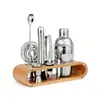 Conjunto de Coqueteleira de Aço Inoxidável Mais Vendido Transfronteiriço, Conjunto de Ferramentas para Mistura de Cocktails de Bar, Conjunto Completo de Ferramentas com Base