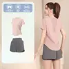 Conjunto de Roupa Esportiva Feminina de Verão com Secagem Rápida, Camiseta de Manga Curta para Corrida, Shorts Esportivos Anti-Exposição, Conjunto de Yoga