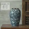 Jingdezhen Cerámica Hecha a Mano con Apliques Florales Jarrón de Mesa para Hotel Casa de Huéspedes Sala de Estar Adorno Decorativo Estilo Chino Nuevo Jarra de Cerámica Retro