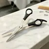 Tesoura de cortar cabelo doméstica com cabo preto antiderrapante, aparador de cabelo de aço inoxidável para aparar franjas e pelos soltos, ferramenta de cabeleireiro