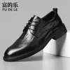 Sapatos de Couro Brogue para Homens, Traje Formal de Negócios, Couro Genuíno, Primavera e Outono, Casual Preto Masculino Novo Modelo 2026, Sapatos para Noivo