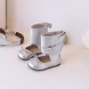 Botas de Couro Estilo Ballet Tk, Novas Botas Curtas da Moda Versáteis Tendência Versão Coreana Sapatos de Princesa com Laço para Meninas, Infantis