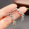 Aretes Transfronterizos de Topacio Natural para Mujer, Accesorios de Nicho de Alta Gama, Joyería de Plata 925, Moda 3*5, Ventas Directas de Fábrica