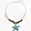 Venta Caliente Transfronteriza Estilo Vacaciones en la Playa Estrella de Mar Grava Collar para Mujer Personalidad Hecho a Mano con Cuentas Perla de Imitación Moda Collar