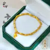 Pulsera de Enlace de Bambú con Forma de Hoja con Acabado Dorado Arena, Colgante Cepillado Brillante Chapado en Cobre, Pulsera para Mujer, Nueva Joyería de Estilo Chino