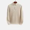 Suéter de punto grueso con cuello alto, media cremallera, estilo europeo y americano, para hombre, tejido trenzado, hecho a medida, cálido para otoño e invierno