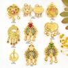 Colgante de campana de fénix con incrustaciones de león danzante con incrustaciones de jade de imitación, accesorios de joyería, con cerradura de Ruyi Fu y aceite de gota de oro antiguo