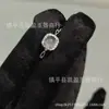 Anillo Nuevo de Plata Chapada Incrustado de Calcedonia Blanco Hielo Ágata Blanca Abierto de Jade para Mujer Suministro en Vivo