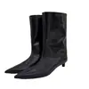 Botas de Pantalón de Charol, Botas de Tacón Alto con Punta Fina, Botas de Talla Grande, Botas Hasta la Rodilla, Botas de Caballero Sexy de Otoño e Invierno para Mujer